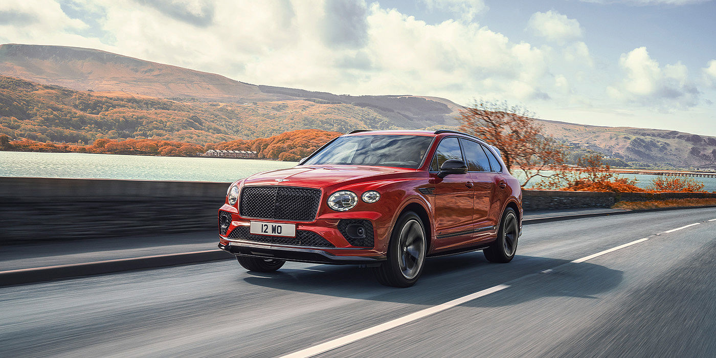 Bentley Beirut Bentley Bentayga S SUV in Candy Red paint front 34 dynamic