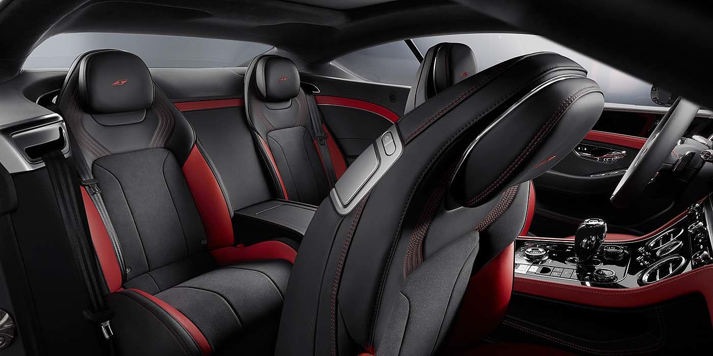 Bentley Beirut Bentley Continental GT S coupe in Beluga black and Hotspur red hide with S emblem stitching