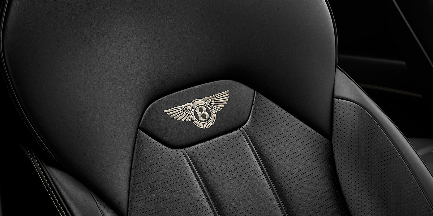 Bentley Beirut Bentley Bentayga seat with detailed Linen coloured contrast stitching on Beluga black coloured hide.