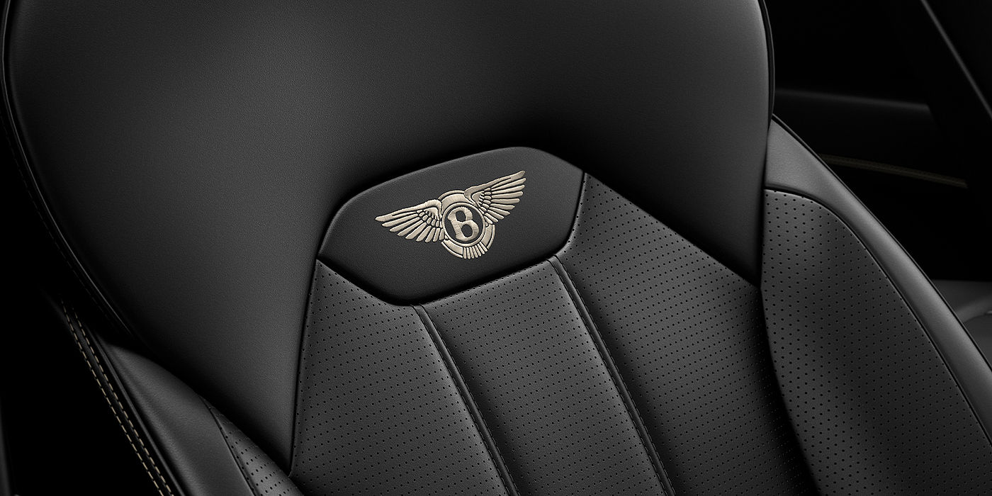 Bentley Beirut Bentley Bentayga SUV seat detail in Beluga black hide
