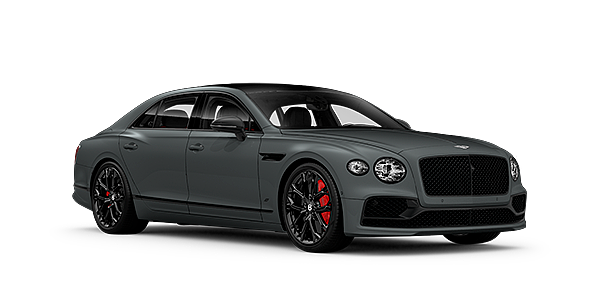 Bentley Beirut Bentley Flying Spur S front side angled view in Cambrian Grey coloured exterior. 